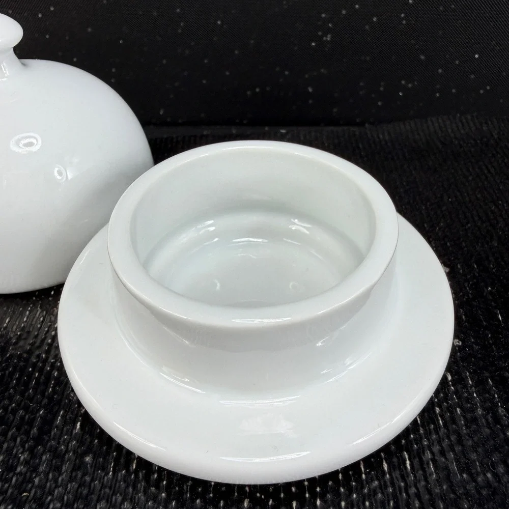 Pier 1 White Ceramic Mini Cloche Caviar Butter Dish Individual Serving Domed Lid